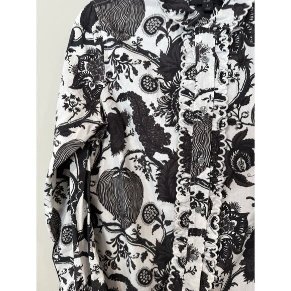 J. Crew Ruffled Slim Perfect Shirt in Ratti® Sunflower Floral Print Size 4 2252 - Picture 4 of 10